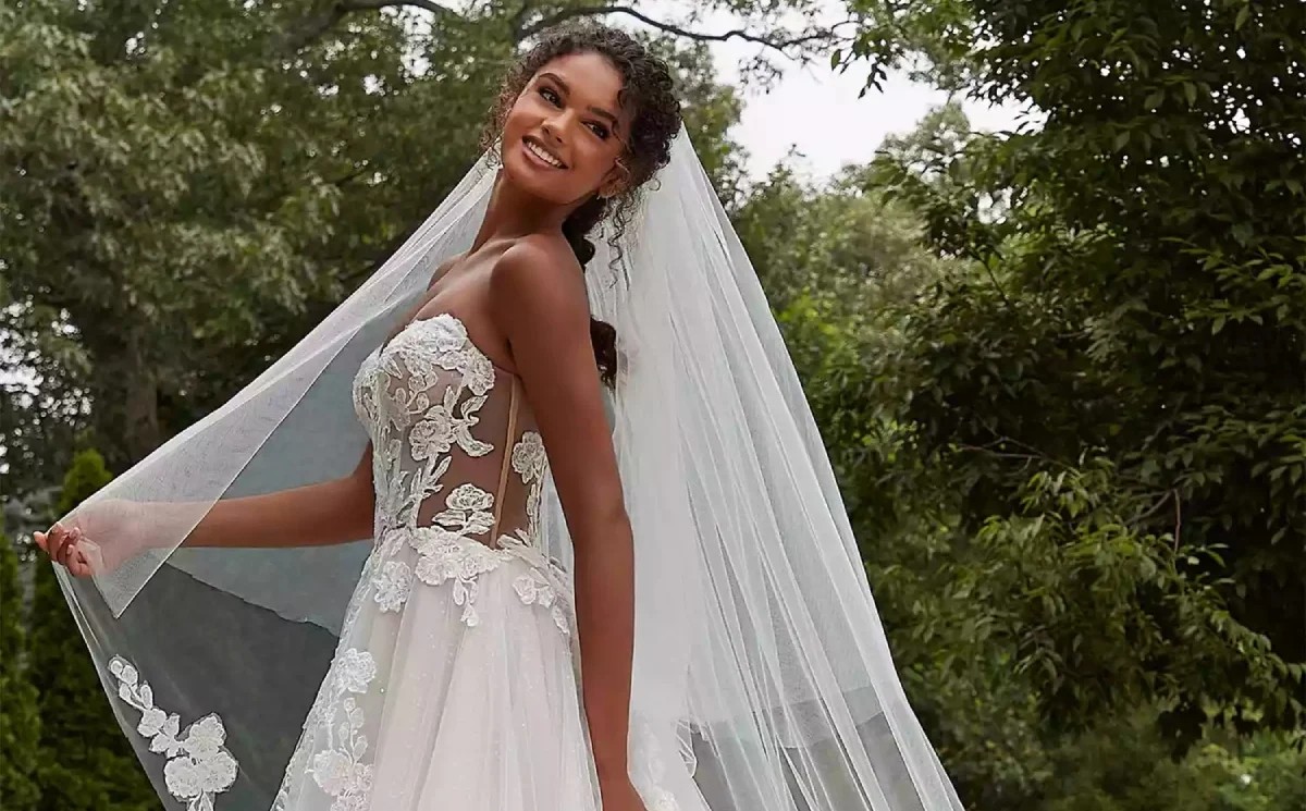 Brunette in White Mori Lee Dress